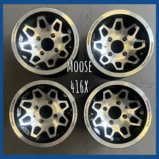 SET of 4 Moose 416MB Wheels 12x7 4+3 4/110 (0230-1139) UTV ATV RIMS - Scuffed (For: Yamaha Rhino 450)