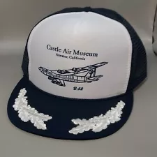 B 52 Bomber Hat Cap Blue White Strapback Castle Air Museum Aircraft Stealth