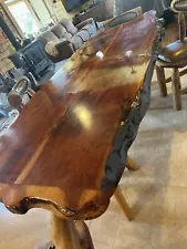 live edge wood dining table set