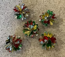 80s Vintage Retro Atomic Plastic Pom Pom Christmas Tree Decorations Lot Of 5