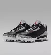 Nike Air Jordan 3 Retro MCS Black Cement Baseball Cleats Men Sz 12 FZ8627-001