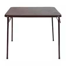 Vinyl-Covered Padded Folding Card Table for Game Rooms and Banquets, Brown