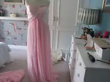 Pink chiffon and satin wedding /prom dress size 14 lace up