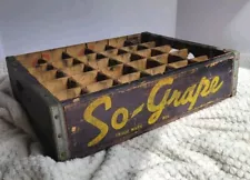 RARE VINTAGE 1940'S SO-GRAPE PURPLE WOODEN 30-BOTTLE SODA CRATE TUFBILT CLEAN!