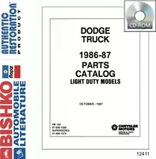 1986 1987 Dodge Light Duty Truck Parts Numbers List Guide CD Catalog Interchange