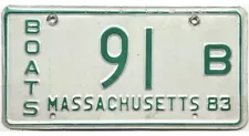 *99 CENT SALE* 1983 Massachusetts BOAT DEALER License Plate #91 B No Reserve