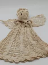 Vtg Hand Crochet Angel Ornament 10.5 inch Very Intricate Needs Cleaned Unusual