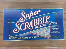 Super Scrabble Deluxe Edition Rotating Game Board Raised Grid Brand New Sealed