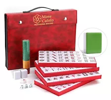 Professional Chinese Mahjong Set Large 144+2 Numbered Tiles Mah-jongg with Case