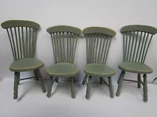 1 12 dolls house miniatures bundle of four long backed kitchen spindle chairs