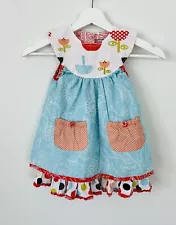 Jelly The Pug Aqua Multi Color Polka Dot Pockets Sun Dress Size 3T