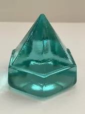 Vintage Teal Turquoise Ship Deck Prism Pyramid Glass Nautical Paperweight 3 Inch