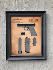 Glock Pistol Patent, Framed Artwork print: 1985 Application by Gaston Glock,