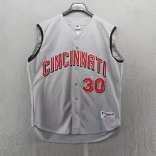 Vtg Ken Griffey Jr. Jersey Mens 52 Gray Sleeveless Cincinnati Reds Russell MLB