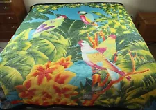 Tropical Batik Quilt Bedspread Comforter Birds Colorful Resort Full Queen 97x96"