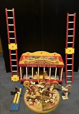 Vtg. Fisher Price Circus Wooden Wagon #900 Animals Pull Toy 1962 25 Piece Set