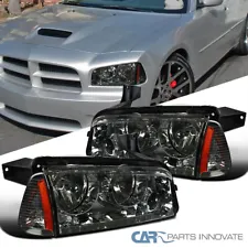 Fit 06-10 Dodge Charger Replacement Smoke Headlights Headlamps+Signal Lamps Pair