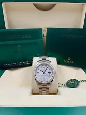 Rolex Day-Date 40mm Meteorite Dial Diamond Bezel 228349RBR Pre-Owned 2022