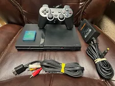 Sony PlayStation 2 PS2 Slim Black Console & Controller SCPH-75001 Bundle Tested