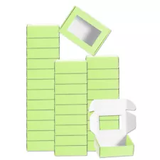 32Pcs Soap Packaging Boxes 2.4x3.3x1.2 Inch with Window(Rectangle, Light Green)