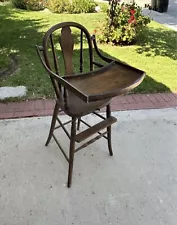 Vintage Antique Early 1900’s High Chair Solid Wood