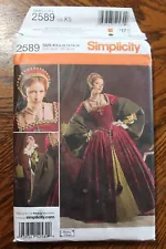 Simplicity 2589 Renaissance Tudor Gown/Dress, Misses' 8-16 Uncut