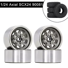 1.0" Deep Dish Steel Beadlock Wheel Rims &Tires for Axial SCX24 AX24 TRX4M