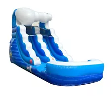 Pogo Pool Water Slides Inflatable Commercial Kids Bouncer 12' Blue Wave, Blower