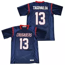 Custom Tagovailoa #13 High School Football Jersey Crusaders Sewn Blue Any Names