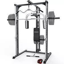 Smith Machine Power Cage Power Rack Squat Rack Home Gym System No Weights Bench