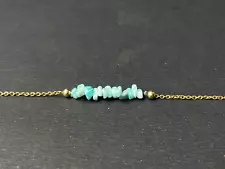 Amazonite Gemstone Necklace Beaded Gold & Silver Pendant Gift for her Sale