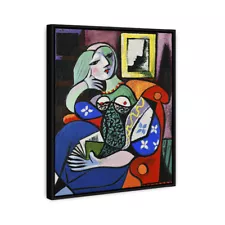 Pablo Picasso Abstract Painting Woman with A Book Framed Oil Canvas Print