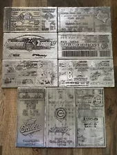 LOT OF 9 OFFICIAL MLB WORLD SERIES & MORE METAL REPLICA TICKETS EXCELLENT SHAPE!