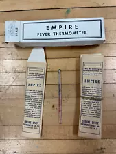 1930s EMPIRE STATE THERMOMETER Vintage Glass Fever Thermometer - NEW OLD STOCK!