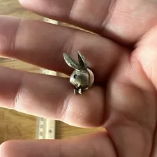 Playboy Bunny Silver Tone Vintage Tie Tack Lapel Pin ear hugh heffner mansion