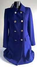 Woman For BHS Blue Double Breasted Coat With Collar Size 12 New! Rrp £75