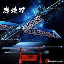 Sharp Blue Ninja Sword 1095Steel Functional Straight Japanese Ninjato Broadsword