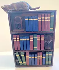 Library Bookend Cat Mouse Globe Antique Clock Painted Bookshelves CLEARANCE SEE