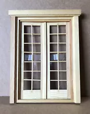 DOLLHOUSE MINIATURE. DOUBLE FRENCH DOOR. FOR INTERIOR OR EXTERIOR. 1:12 SCALE