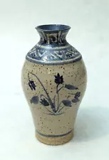 RB Vermont Blue Floral Art Pottery Vase