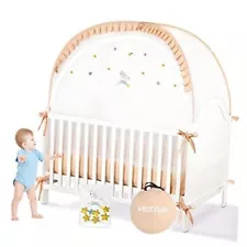 Safety Stars Crib Tent to Keep Baby from Climbing Beige Tent With Unicorn