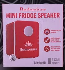 New Budweiser Portable 6-cans Mini Fridge Red With Bluetooth Speakers!