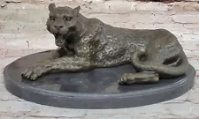 Handmade Bronze Jaguar Sculpture by Milo Signed Wildlife Statue for Deco Sale NR