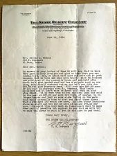 1934 COLORADO SPRINGS, COLORADO vintage typed letter REGARDING LAND FOR SALE