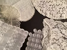 Lot of 6-Ivory Craft Table Runners Vintage Doilies Handmade Crochet with Lace