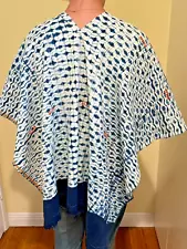 Vintage African Mossi Dogon Mali Indigo Poncho Shawl / Resist Dyed Fabric