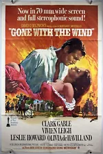 GONE WITH THE WIND Movie Poster (Good+) One Sheet 67 Clark Gable Civil War 27006