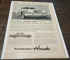 1956 Print Ad Studebaker Golden Hawk 275 HP Sports Family Car Room for 5