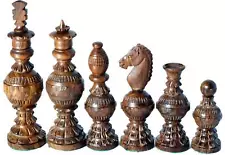 Antique Collectible Wooden Globe Design Historical Weighted CHESS SET King 5inch