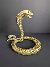 Gold Tone Metal Cobra Sculpture Witchy Steampunk Decor